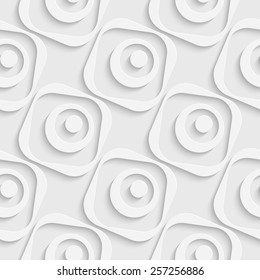 Seamless Square and Circle Pattern. Vector Soft Background. Regular White Texture