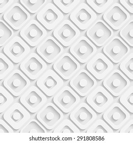 Seamless Square and Circle Pattern. Vector Soft Background. Regular White Texture