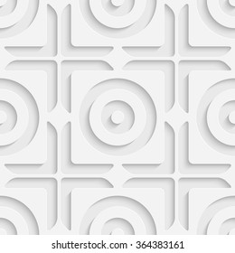 Seamless Square and Circle Pattern. Vector Soft Background. Regular White Texture