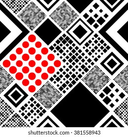 Seamless Square and Circle Pattern. Vector Abstract Background