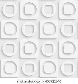Seamless Square and Circle Pattern. Vector Soft Background. Regular White Texture