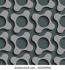 Seamless Square and Circle Pattern. Vector Gray Background