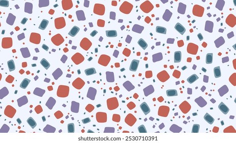 SEAMLESS SQUARE DOODLE SHAPES PATTERN TEXTURE COLORFUL TEMPLATE ABSTRACT DARK BACKGROUND TRENDY DESIGN VECTOR