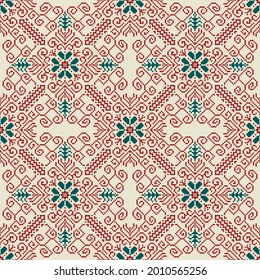 Seamless square ethnic pattern, Vector embroidery inspired design for fashion clothes, textile, fabric, decoration background.
