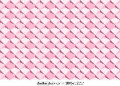 Patrón geométrico cuadrado sin soldadura.Fondo vectorial sin costura de color rosa abstracto.Fondo de textura 3d.Fondo rosa moderno, ilustración vectorial.