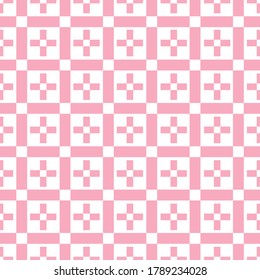 Sin inconvenientes con cuadrícula cuadrada sobre el vector de fondo rosado. Patrón geométrico abstracto.