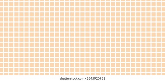 Seamless square grid pattern in beige and white colors. Simple geometric tile background.