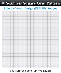 Seamless square grid pattern simple blue background, Millimeter engineering paper background
