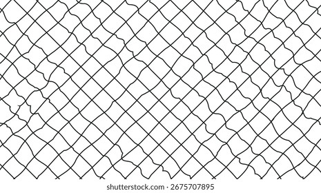 Seamless square grid pattern vector with thin hand-drawn crayon lines, white checkered notebook sheet texture background for bullet journals, planners, diaries, and stationery design