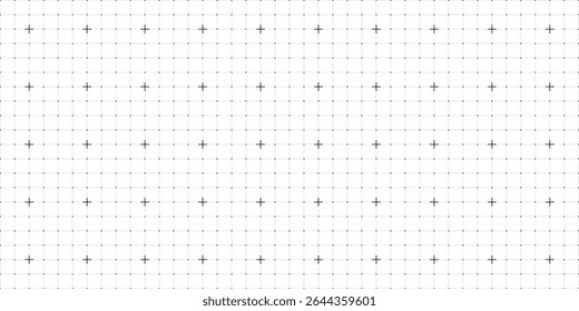 Seamless square grid texture, grid line paper sheet with crosses and lines, blank grid sheet for technology, drawing and architecture draft, texture of square graph paper, notebook pattern for stock