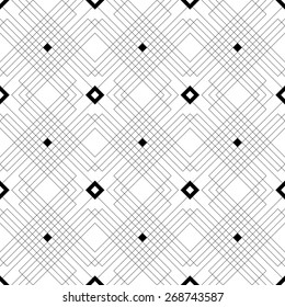 Seamless Square Line Pattern. Vector Black and White Texture