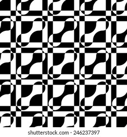 Seamless Square Pattern. Abstract Black and White Background. Vector Regular Texture