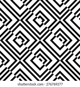 Seamless Square Pattern. Abstract Black and White Background. Vector Regular Texture