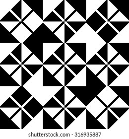 Seamless Square Pattern. Abstract Black and White Background. Vector Regular Texture