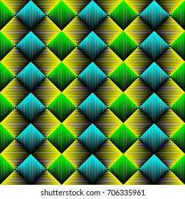 Seamless Square Pattern. Abstract Neon Background. Vector Regular Geometric Texture