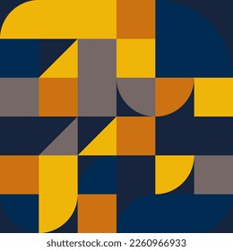 Patrón cuadrado sin fisuras en bauhaus con formas geométricas. Plano de pared, fondo escandinavo moderno, fondo de fondo abstracto vectorial geométrico de bauhaus