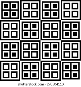 Seamless Square Pattern. Black and White Regular Texture