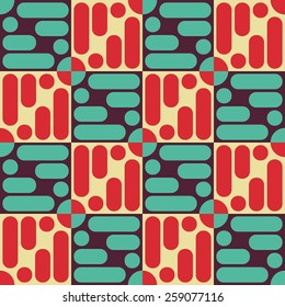 Seamless Square Pattern. Blue and Red Regular Texture