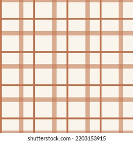 Seamless of square pattern, check pattern brown and white.  Simple Brown checkered pattern, crossing lines seamless vector repeat background, plaid wallpaper, classic geometric pattern.