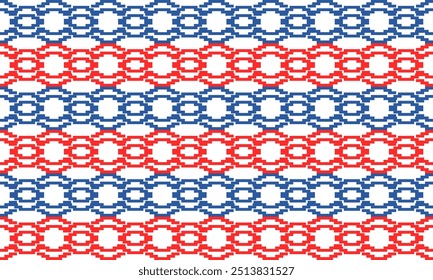 seamless square  pattern with cross, X cross geometric repeat pattern. Simple subtle seamless red and blue wave background design on fabric printing or wallpaper or packing print, Thai