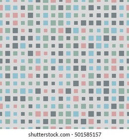Seamless square pattern. Geometrical colorful background in green, pink, blue
.  Seamless pattern with different squares. Geo, geometrical fashion print. Seamless vector background.