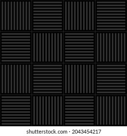 Seamless square pattern. Gray vertical and horizontal lines black background. Texture design for textile, garment, fabric, tile, publication, cover, poster, flyer, banner, wall. Vector illustration.