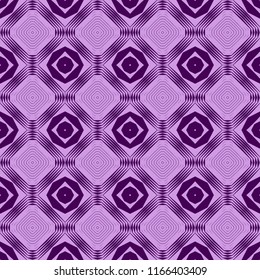 Seamless square pattern from pink geometrical abstract ornaments on a dark violet background. Vector illustration. Suitable for fabric, wallpaper and wrapping paper