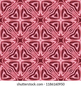 Seamless square pattern from pink geometrical abstract floral ornaments on a dark purple background. Vector illustration. Suitable for fabric, wallpaper and wrapping paper