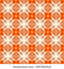 Seamless square pattern, retro abstract style background with creative shapes. Repeating vector design element for print