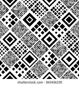 Seamless Square Pattern. Vector Black and White Background