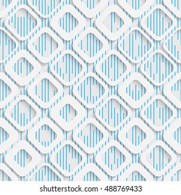 Seamless Square Pattern. White and Blue Wrapping Background. Abstract Modern Graphic Design