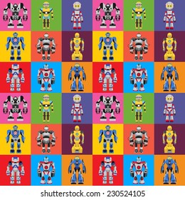 Seamless square robots pattern