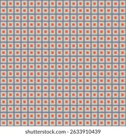 Seamless square shapes pale beige retro pattern on blue. Vector background