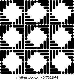 Seamless Square and Stripe Pattern. Abstract Monochrome Background. Vector Regular Texture