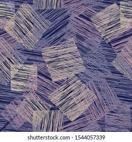 Seamless square striped scribbled artistic abstract pattern repeat endless unusual background for textile, linens, clothing, wallpapers, carpet, curtains, fabric prints