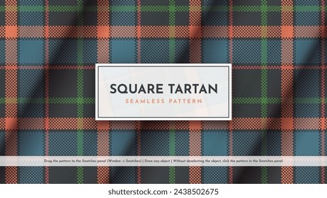 Seamless Square Tartan Pattern. Traditional Scottish Texture. Fashionable Fabric. Textile Background