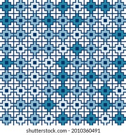 Sencillo mosaico cuadrado contraste el fondo del vector de patrón azul y blanco