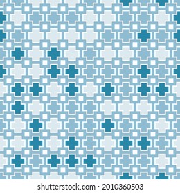 Seamless square tile vibrant contrast blue and white pattern vector background