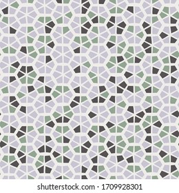 Seamless square tranquil pastel hexagon mosaic geo pattern. Serene gentle peaceful tile print. Trendy deco geometric random repeat vector pattern.