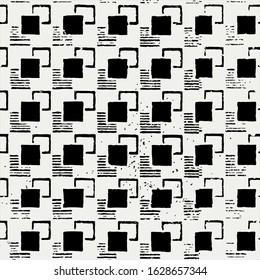 Seamless squares, abstract geometric pattern with uneven squares and strips, geo pattern in retro style.