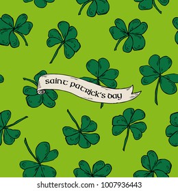 Seamless St. Patrick’s Day colorful clover pattern in vector
