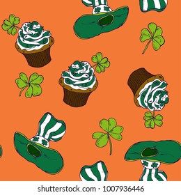 Seamless St. Patrick’s Day colorful element pattern in vector
