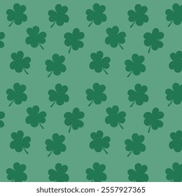 Seamless St. Patrick's Day pattern with clovers. Clover leaves festive textures. Ireland Feast day