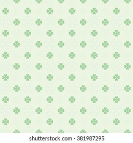 Seamless St. Patricks Day Pattern: Four Leaf Clover