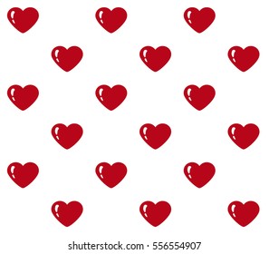 Seamless St. Valentine's Day Pattern with red hearts on white background