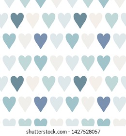 Seamless St. Valentine's day vector pattern on white background. Light purple, pink and blue hearts. Romantic poster. I love you illustration. Perfect for wallpaper or fabric.