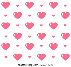 Seamless St. Valentin's Day Pattern with pink hearts on white background