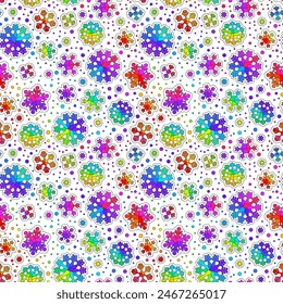 Seamless stained glass illustration with bright snowflakes on a white background