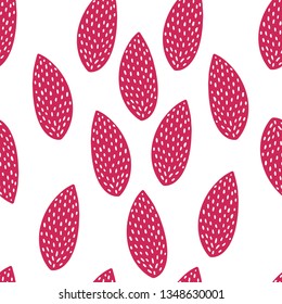 
Seamless stamp pattern with fruits, almonds  on white background. Great for fabric, textile, wrapping paper. 
