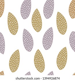 Seamless stamp pattern with seeds almonds on white background. . Great for fabric, textile, wrapping paper.